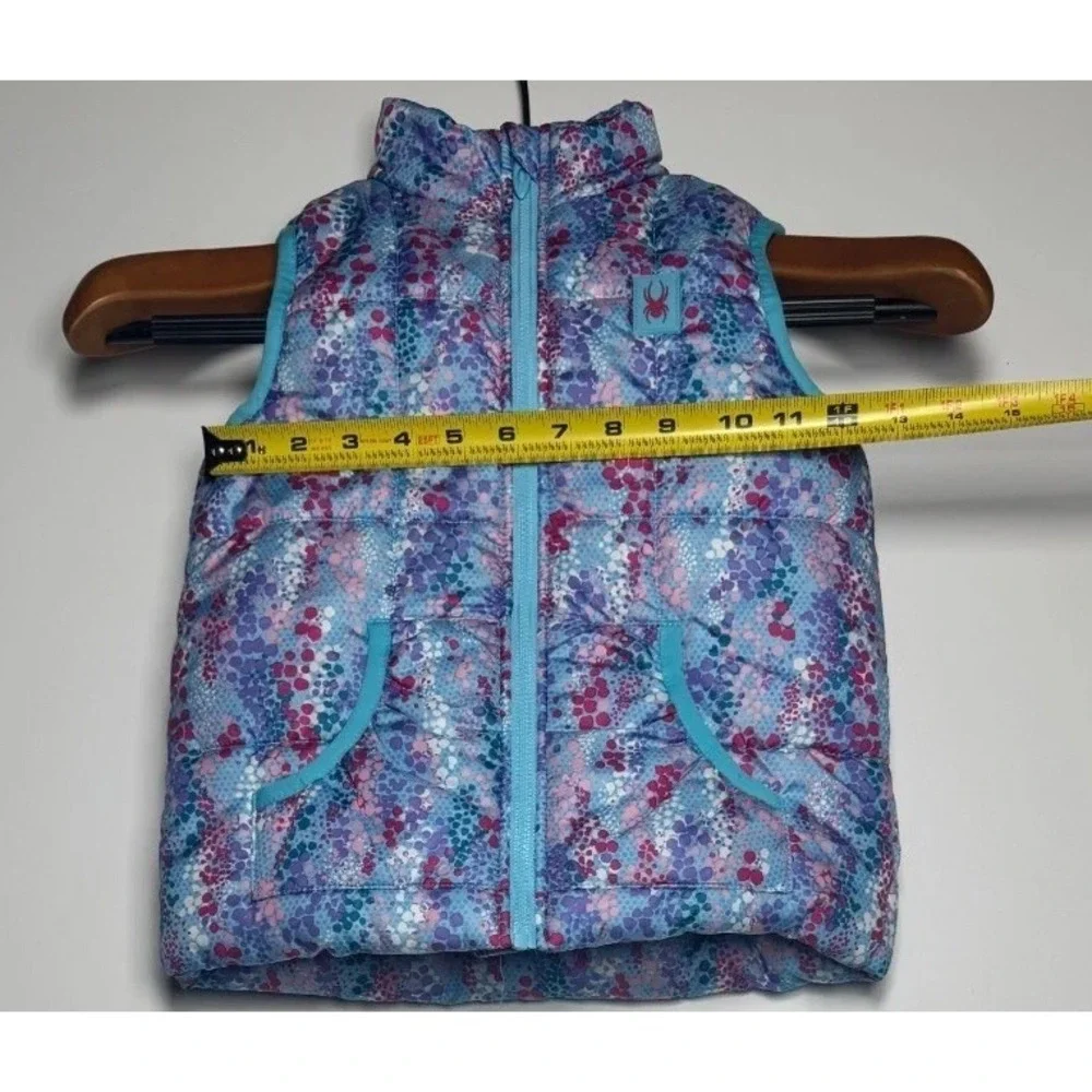 Spyder Puffer Vest Girls 5 Multicolor Pebble Print Patch Logo Mock Neck Full Zip